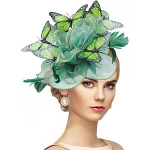 Organza Fascinator Hat Butterfly Hairpin Vintage Tea Party Race Headwear
